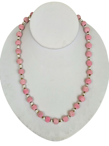 Vintage Pink Sponge Coral and Heishi Bead 18" Necklace - 第 1/6 張圖片