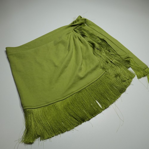 Minaa Monroe Wrap Skirt Womens Small Mini Green Knit Stretch Fringed Tie Boho - 第 1/14 張圖片