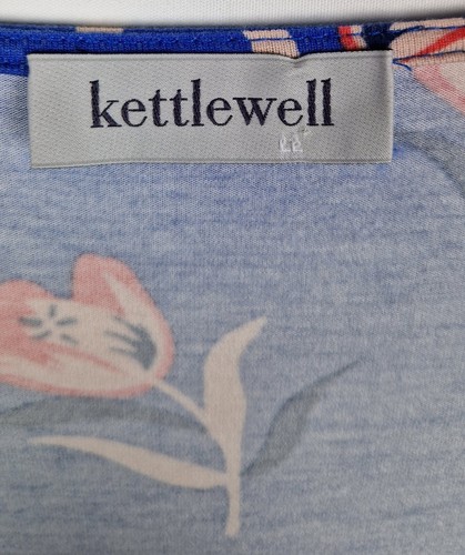 KETTLEWELL BLUE CORAL BLOOM(SP) TULIP FLUTED SLEEVES SCOOP NECK SWING TOP LL 16 - Picture 9 of 11