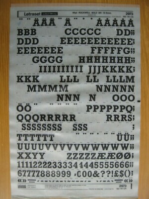 0,1 x Letraset Upper & Num ROCKWELL BOLD 391 48pt 12,8 mm Blatt 2973 (p)