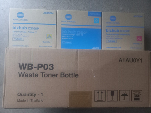 Konica Minolta SET COLOUR TONERS TNP50C + TNP50Y + TNP50M + WB P03 C3100 TNP50 - Photo 5/8