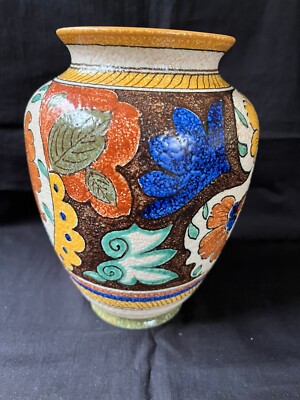 antique dutch Gouda pottery vase. Decor Annette Approx 1920