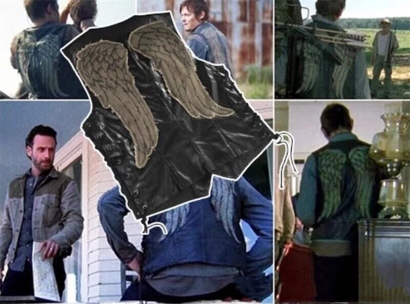 Ходячие мертвецы Дэрил Диксон вышитая куртка верхний Pu кожаный жилет в наличии - Изображение 2 из 4