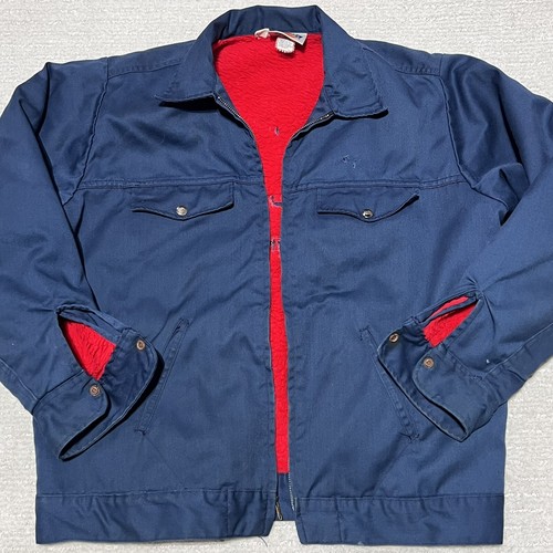 Vintage 80s Dickies Mens L Shearling Sherpa Linded Work Jacket Trashed Grunge
