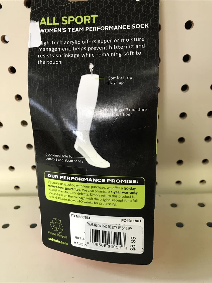MEIAS SPORTS GEAR ROSA NEON Tamanho 5-10 Rosa Médio 2 Pares  - Imagem 4 de 4