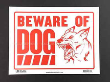 BEWARE OF DOG sign 9" x 12" Flexible plastic Red