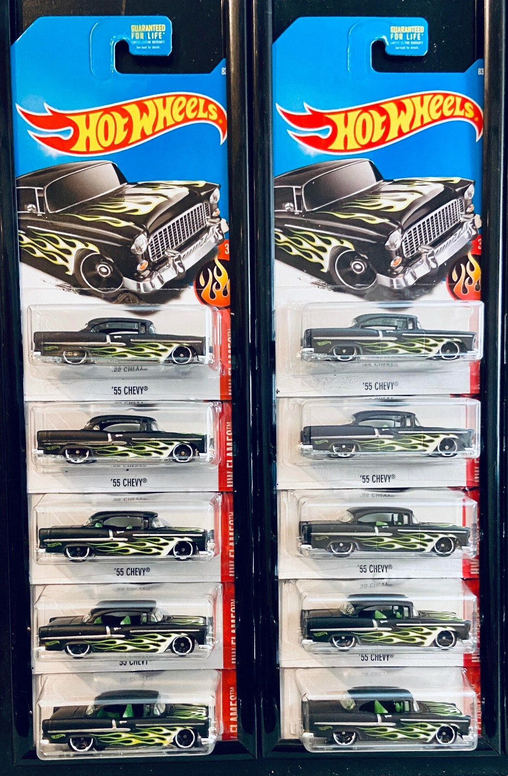 Hot Wheels 2017 #083 HW Flames 3/10 '55 Chevy Black  Lot of 10 - FREE Shipping!