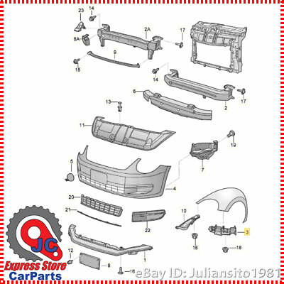 5C5807184A VOLKSWAGEN GENUINE OEM BEETLE FRONT RIGHT BUMPER GUIDE