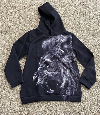Kids Long Sleeve Sweater Pullover With Hoodie Size 130 Cm Black