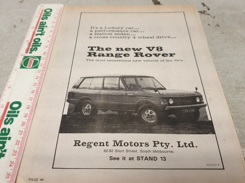 1974 RANGE ROVER V8 Australian Sales Advert