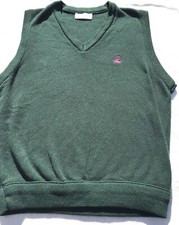Vtg Med Izod Mens 80s 90s Green Sweater Vest Embroidered Logo USA Preppy Golf M