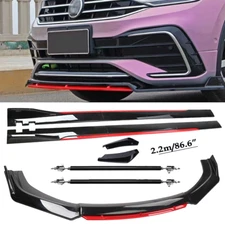 For Volkswagen Tiguan Front Bumper Lip Spoiler Splitter Side Skir Glossy Black