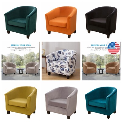 Piece Club Chair Cover Stretch Tub Barrel Sofa Chair Armchair Slipcover 