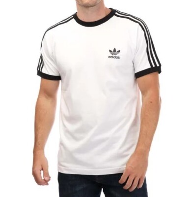 adidas Originals Herren T-Shirt 3-Streifen Baumwolle Tee Rundhals Kurzarm