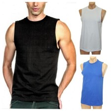MEN 100 COTTON SLEEVELESS MUSCLE HEAVY T SHIRT TANK TOP GYM WORKOUT S-3X