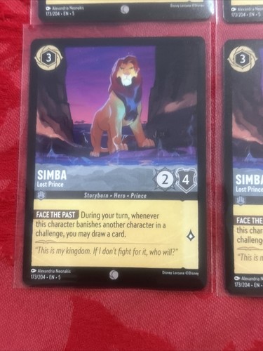 4x Lorcana Shimmering Skies - Simba - Lost Prince - 173/204 - M/NM x4 - Picture 4 of 7