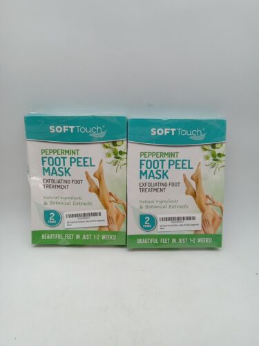2 Soft Touch Peppermint Foot Peel Mask Exfoliating Treatment 4 Pair 02/2025. 168