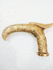 Designer Wooden Walking Stick Cane Head Handle Brass Finish ONLY HANDLE 