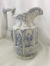 Vtg Pitcher Vase Jug Charles Meigh Catholic Decor Apostles Christian Art Ceramic