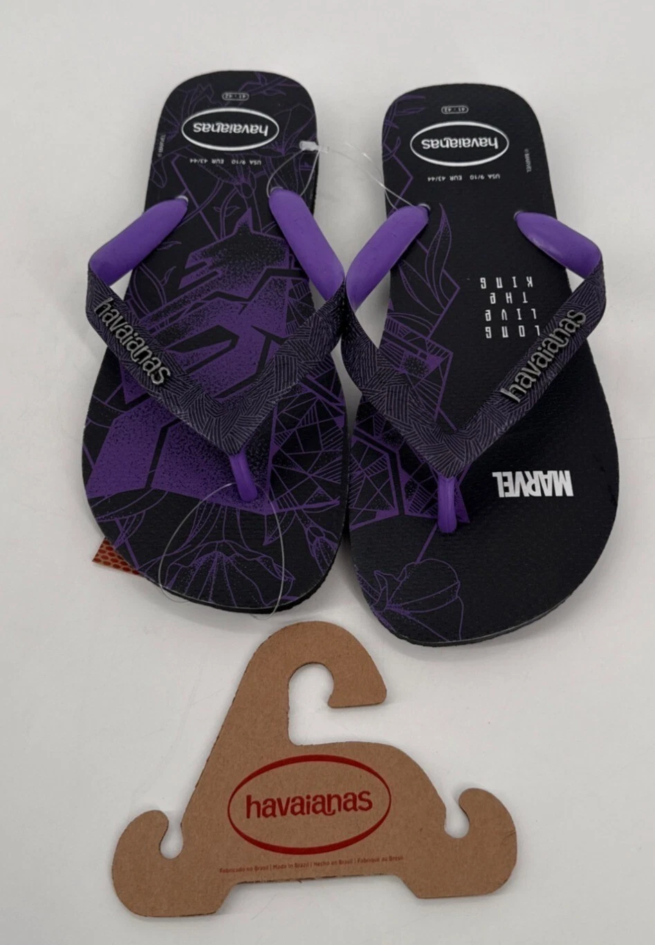 PUMA Infradito Marvel Black Panther Premium Havaianas da uomo taglia 9 10 nuove con etichette