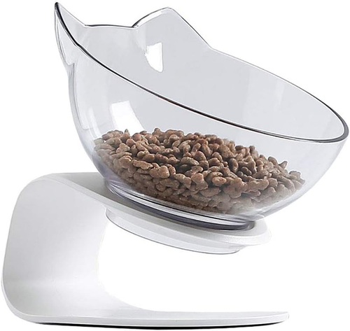 Cat Elevated Bowl with Raised Stand, 15° Tilted Neck Guard Stand Raised Pet Food