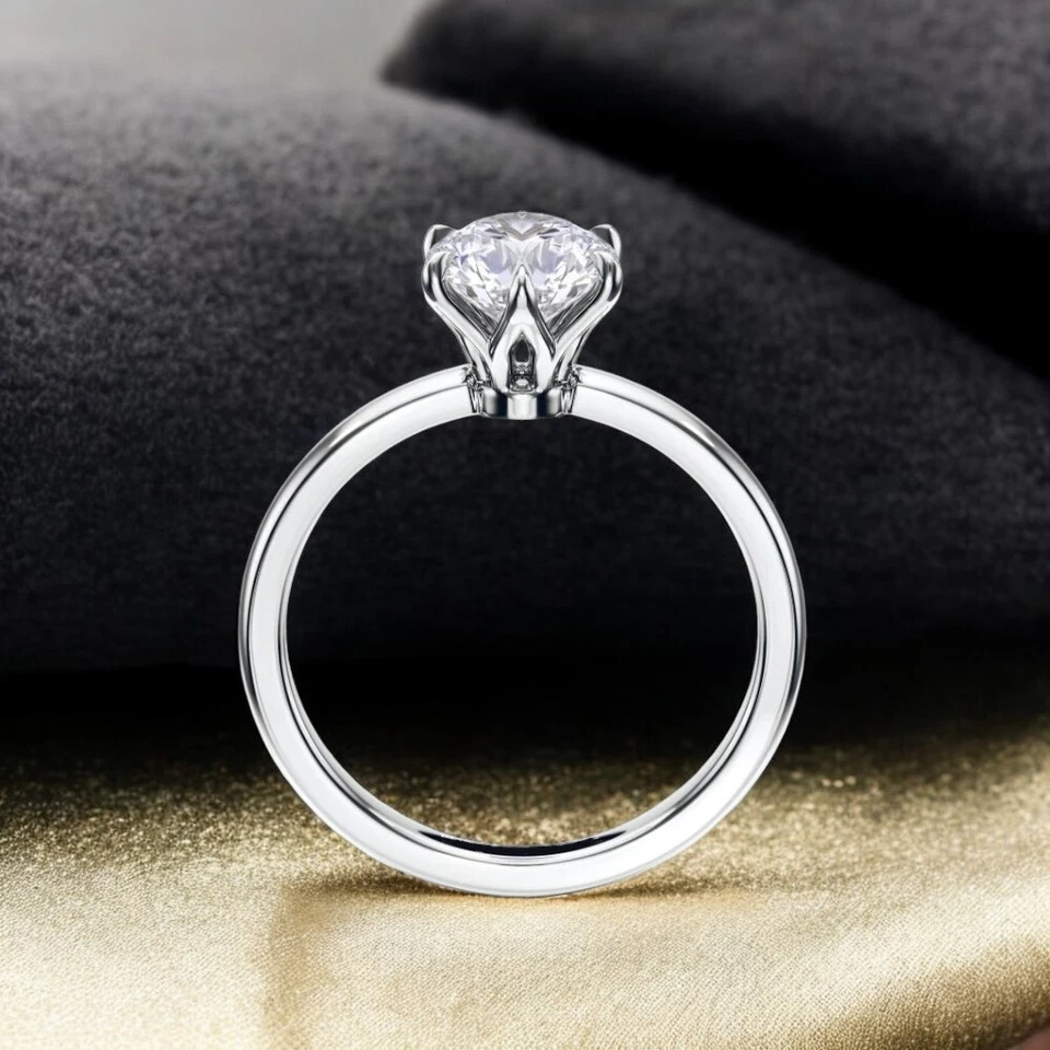 14K Gold Diamond Ring IGI Certified Lab Created White 1.25 Carat Round E F  VS - Image 4 of 4