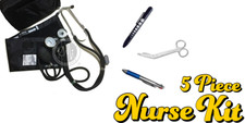 NK442 - 5 Piece Nurse Starter Kit Set Stethoscope + Blood Pressure Set + more
