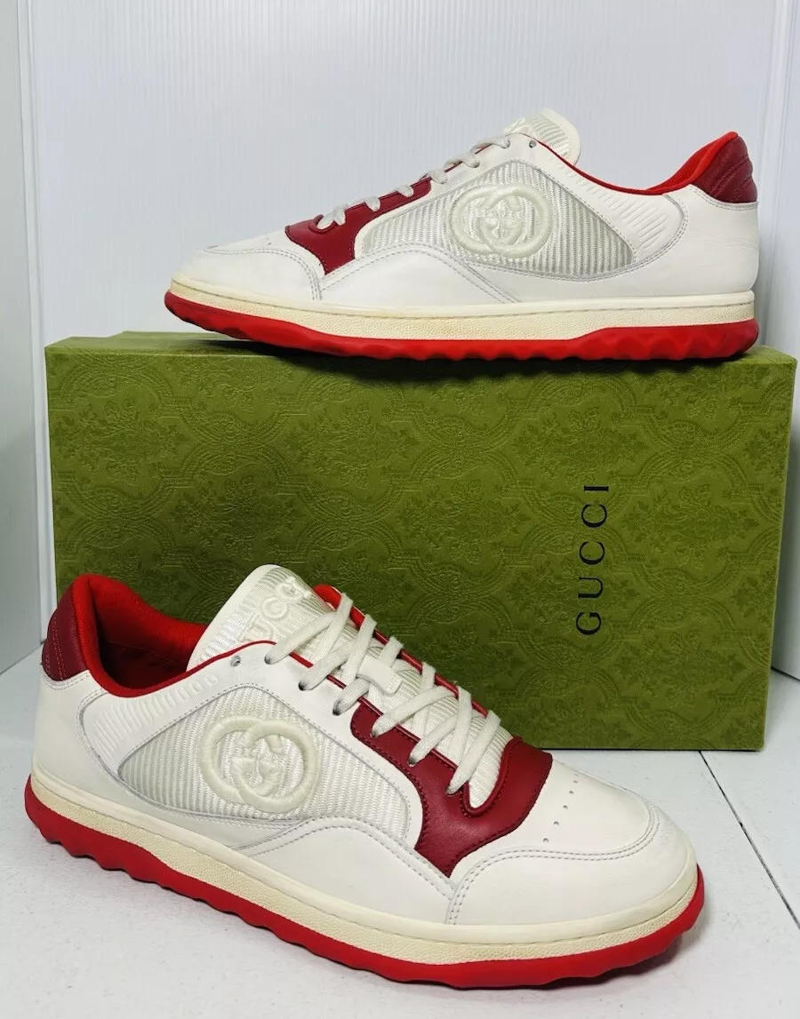 Baskets homme Gucci Mac80 en cuir blanc et rouge taille 9