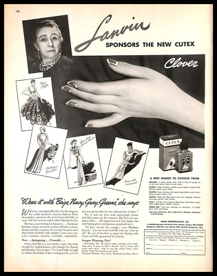 1938 Cutex Clover Nail Polish Vintage PRINT AD Jeanne Lanvin Fashion Designer