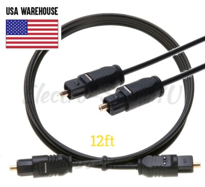 12ft Optical Cable TOSLink Fiber Digital Audio Wire Sound SPDIF Optic Dolby DTS