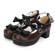 Japanese Style Lolita Girls Mary Jane Bowknot Princess Shoes Cosplay Block Heels