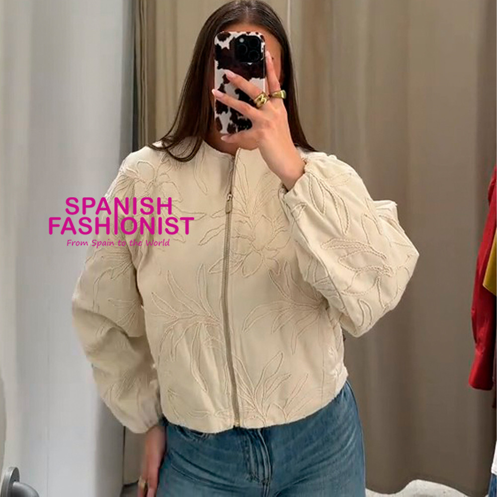 【ZARA】エンブロイダリージャケット | 8372/067/712 EMBROIDERED JACKET - Ecru | ZARA United States