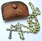 Stunning Antique Rosary Cases Paimpol Crucifix Beads Silver Medal 3226