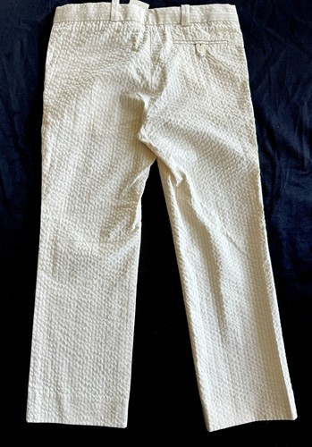 NWT SZ 4 Girl BONPOINT Pinstripe Cotton TROUSERS Pants Creme Pink FR Designer - Picture 3 of 7