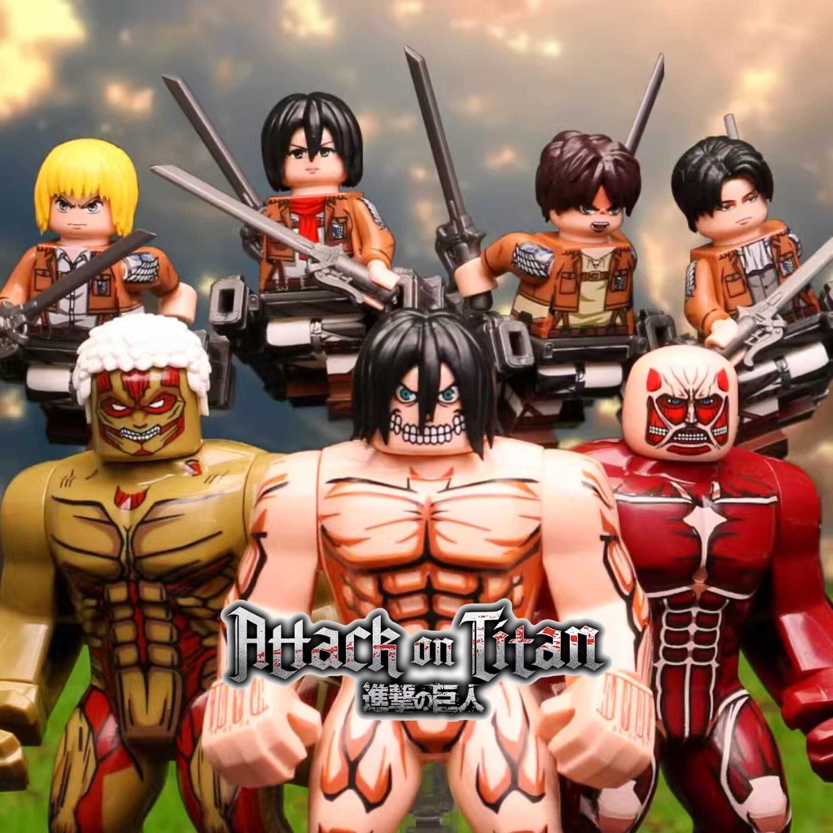 Attack on Titan LEGO Minifigures COMPLETE SET - Eren Armin Mikasa