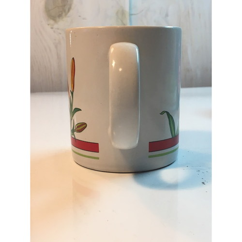 Tazza Caffè Ceramica Giglio Tigre Righe Art Déco Nouveau Revival Giappone anni '70 BoHo - Foto 3 di 8