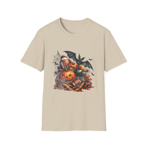 Herbst Halloween Fledermaus Fußball Kürbis Unisex Softstyle T-Shirt - Bild 10 von 33