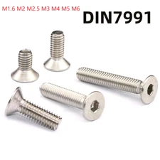 M1.6~M6 COUNTERSUNK FLAT HEAD SOCKET CAP SCREW ALLEN BOLT DIN7991 A2 STAINLESS