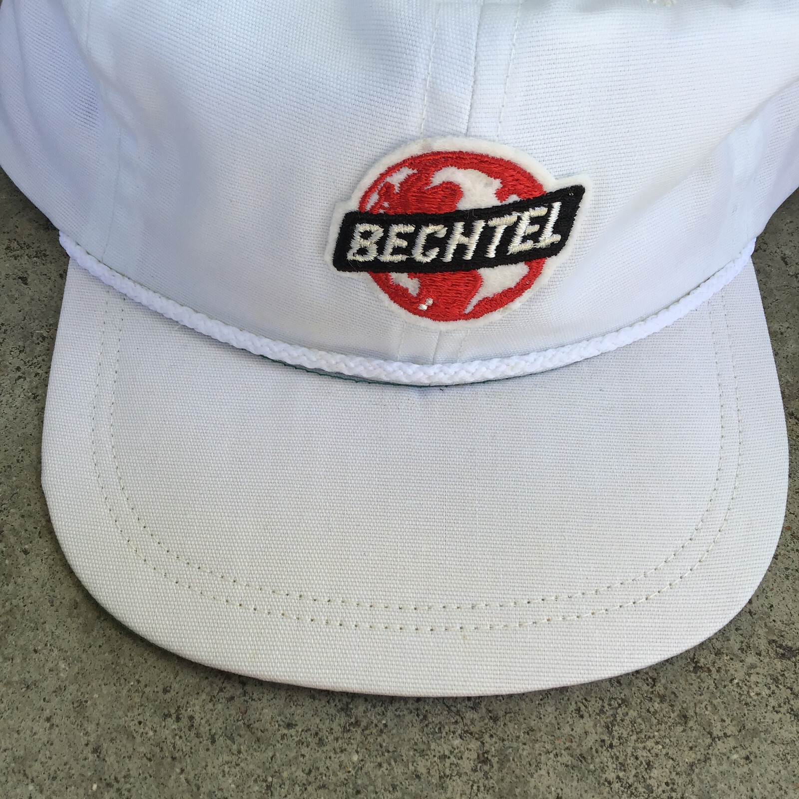 Vintage Bechtel Construction Patch Hat White Adju… - image 3
