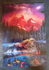 art postcard Christian Riese Lassen In Another World fantasy horses  unposted