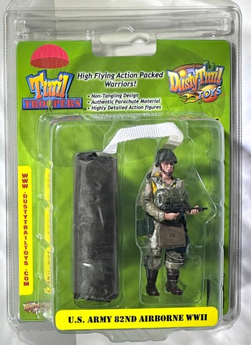 US Army Paratrooper 82nd Airborne WWII 3.75 Inch Dusty Trails Working Parachute