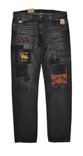 248 Polo Ralph Lauren Varick Slim Straight Patch Graffiti Jeans Black 44BX30