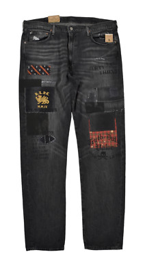 $248 Polo Ralph Lauren Varick Slim Straight Patch Graffiti Jeans