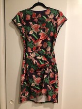 Express Floral Crew Neck Cap Sleeve Tie Wrap Mini Sheath Dress, Size Large