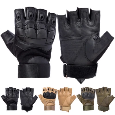Guantes tácticos de trabajo de cuero sin dedos, guantes de trabajo sin dedos - Imagen 1 de 4