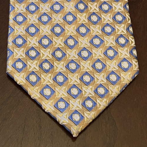 Laurant Bennet Milano Gold Blue 100% Polyester Men’s Neck Tie Made In China