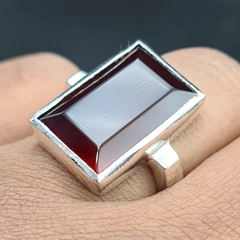 Red Agate Ring Silver 925 Mens | Agate Ring Men Silver Sterling - Men Ring  Real 925 - Aliexpress