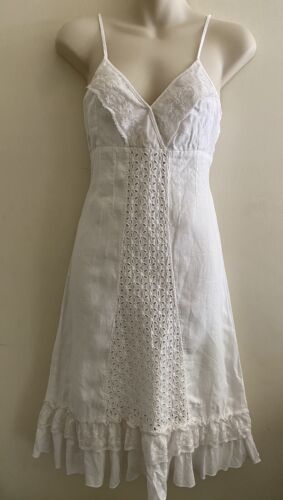 Morgan De Toi Women’s White Linen Dress Size Small - Bild 1 von 5
