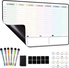 Magnetic Dry Erase Weekly Planner with Hourly Time Slots Whiteboard Calendar for