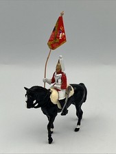 Britains England 1980 Household Cavalry Mounted Standard Bearer Lead Figure